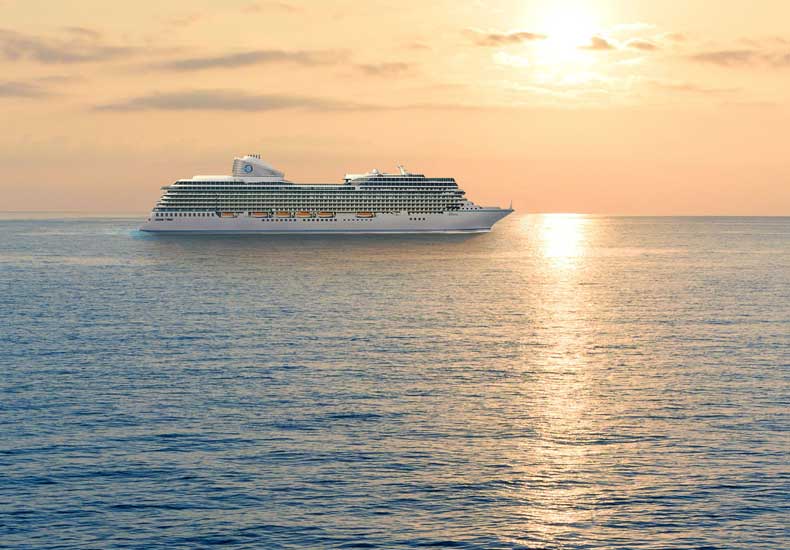 Artist impression van de Allura, dat in 2025 het nieuwste cruiseschip van Oceania Cruises wordt. © Oceania Cruises.