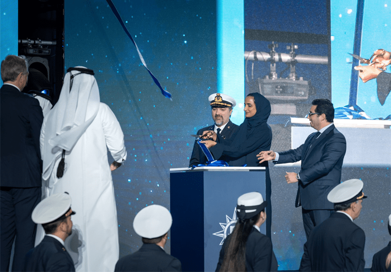 De doop van de MSC World Europa vond plaats in de nieuwe cruiseterminal van Doha, de hoofdstad van Qatar, en werd verricht door Sheikha Hind bint Hamad al Thani, CEO en vice voorzitter van Qatar Foundation. © Ivan Sarfatti / MSC Cruises