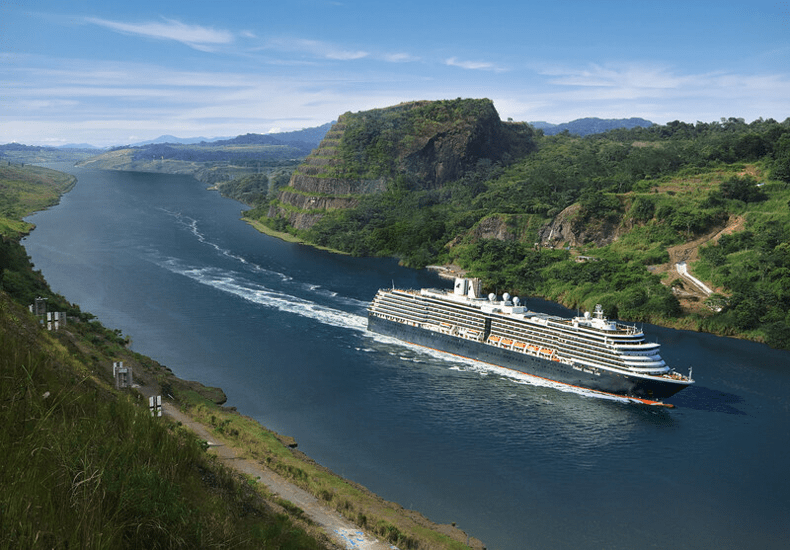 Tijdens de Grand Voyage met de Zuiderdam en de Volendam maak je een cruise door het Panama-kanaal. © Holland America Line.