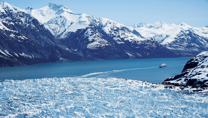 Het HAL-schip Westerdam tijdens een Holland America Line Alaska cruise in Glacier Bay © Holland America Line