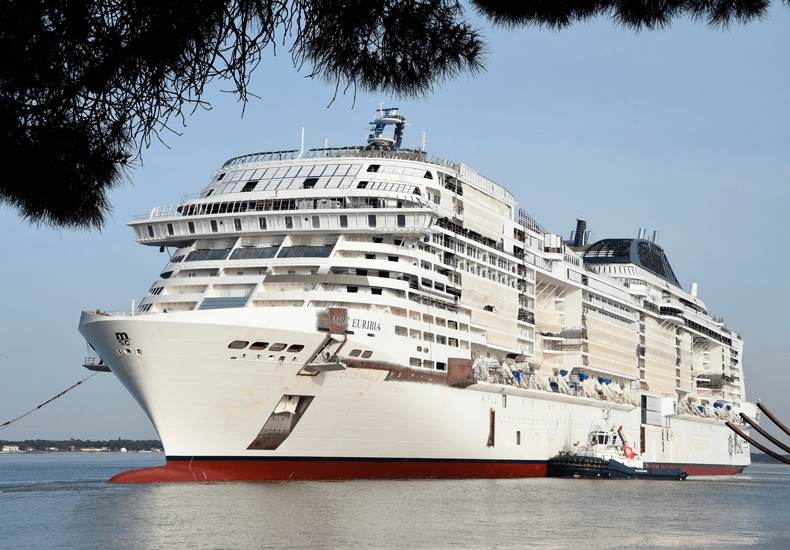 De MSC Euribia wordt gebouwd op de scheepswerf Chantier de l'Atlantique in het Franse Saint Nazaire en verkeert in de afbouwfase. © MSC Cruises