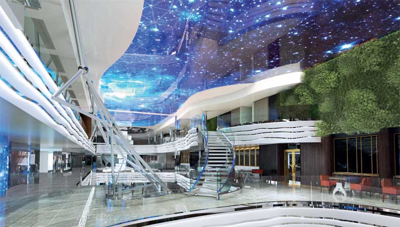 Artist impression van het promenadedek van de MSC World Europa, het nieuwste cruiseschip van MSC Cruises. © MSC Cruises
