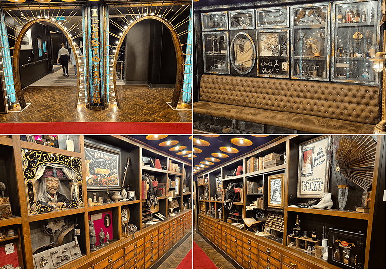 Bij het Illusinarium op de Norwegian Getaway kom je via een soort rariteitenkabinet in een knusse theaterruimte. © Nico van Dijk / Decruisegids.nl