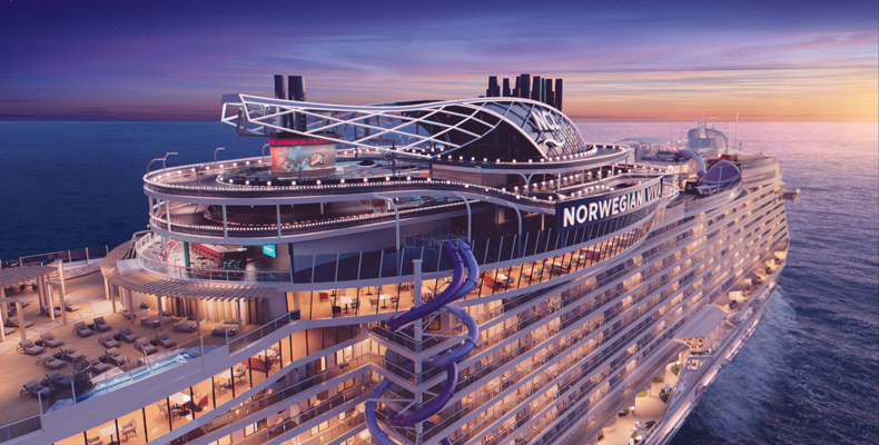 De Norwegian Viva krijgt onder meer een spectaculaire kartbaan over drie niveaus en glijbanen voor echte durfals © Artist impression Norwegian Cruise Line